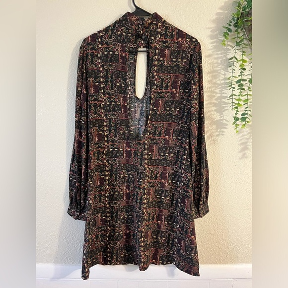 Earthbound Trading Company Boho Paisley Black Dress Size Medium - Picture 3 of 10
